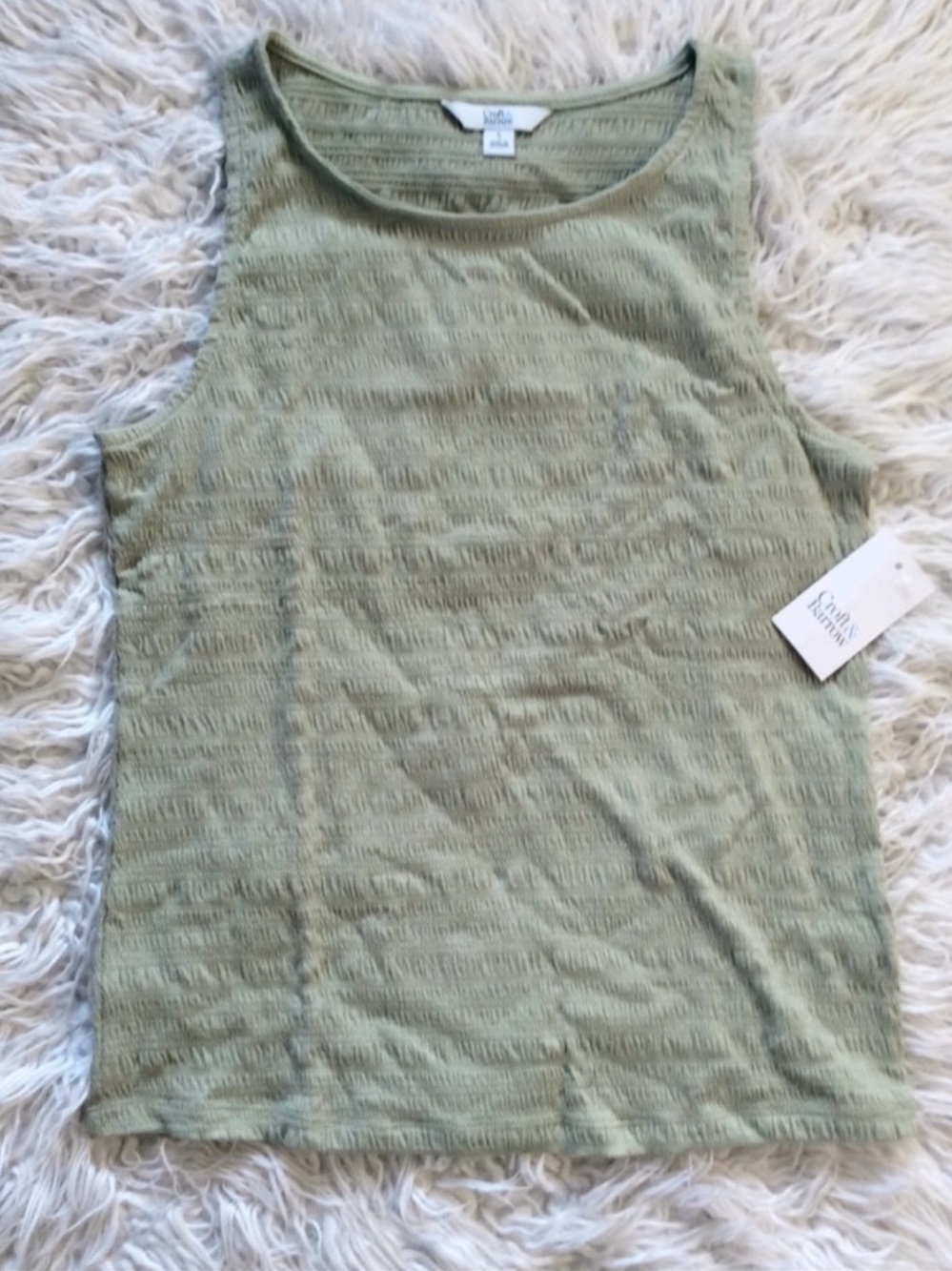 NWT Croft & Barrow Sage Smocked Tank Top